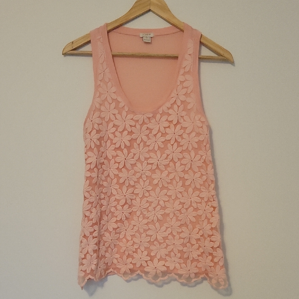 J.Crew Daisy Blush Floral Lace Overlay Tank Top Size XS
